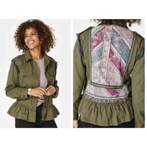 NWT Womens‎ Matilda Jane - Green Moments moto With You Letterman Jacket size XS